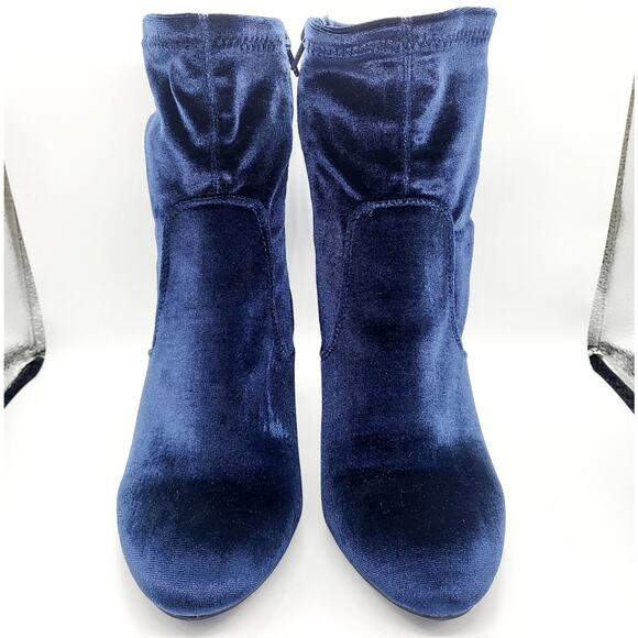 Y2K Candie's FANSV Navy Blue Faux Suede Chunky Heel Ankle Boots Women's Size 8.5 - Picture 4 of 11